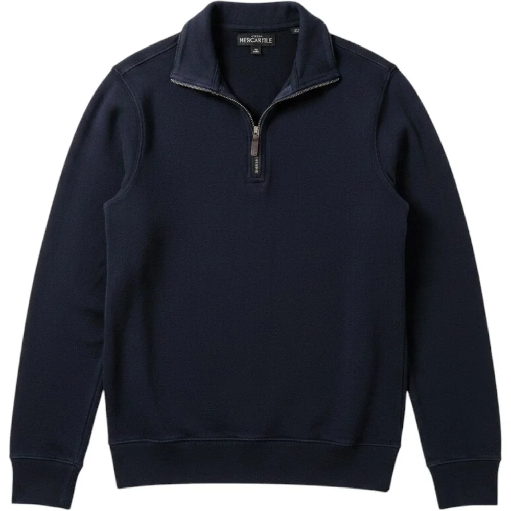 J. Crew Mens XS Navy Blue Quarter-Zip Pullover Sweater H1340 Cotton Preppy